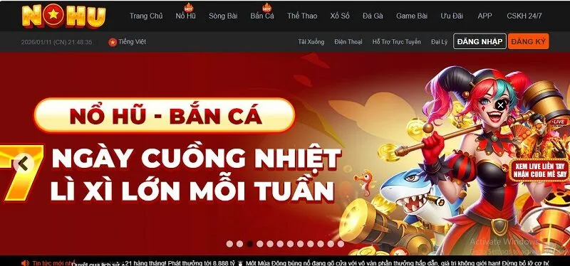 Chọn đăng nhập trên giao diện