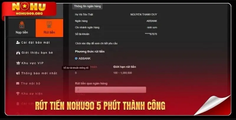 Quy định khi nạp rút tiền