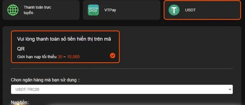 Nạp tiền đơn giản